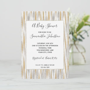 Gold Silber Chic Glam Glitzer Streifen Baby Shower Einladung