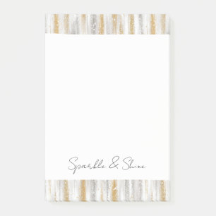 Gold Silber Chic Glam Glitzer Streifen Glanz Post-it Klebezettel