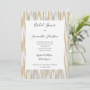 Gold Silber Chic Glam Glitzer Streifen Junggeselli Einladung