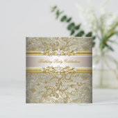 Gold Silber Creme Embossed Look Elegantes Party Einladung (Stehend Vorderseite)