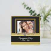 Gold Silber Foto 2 Einladung (Stehend Vorderseite)