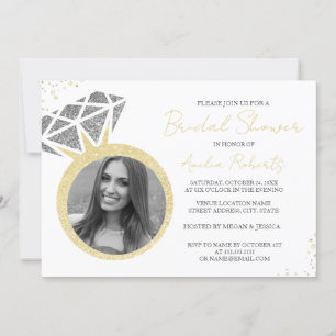 Gold Silber Foto Glanz Ring Braut Dusche Einladung
