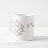 Gold, Silber Frohe Weihnachtskalligrafie Star Art Kaffeetasse (Vorderseite Links)