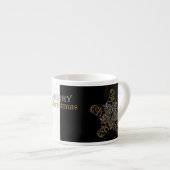 Gold & Silber Frohe Weihnachtsstern, Schwarz & Wei Espressotasse (Vorderseite Rechts)