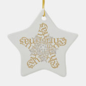 Gold, Silber Frohe Weihnachtssternkalligraphie Kun Keramik Ornament (Hinten)
