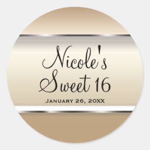 Gold & Silber Glam Hochzeit Geburtstagsfeier Gesch Runder Aufkleber