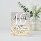 Gold & Silber Glitzer Lights Sweet 16.  Einladung (Stehend Vorderseite)