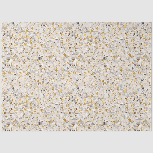 Gold, Silber, Grau Terrazzo Muster Seidenpapier (Vorderseite)