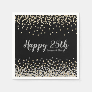 Gold Silber Konfetti Benutzerdefinierte 25. Hochze Serviette
