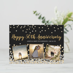 Gold Silber Konfetti Foto 50. Hochzeitstag Karte