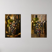 Gold Silber Kupfertrauben & Weingrafik Bilderwand Sets (Vorderseite)