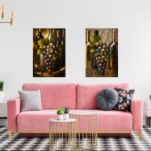 Gold Silber Kupfertrauben & Weingrafik Bilderwand Sets (Wohnzimmer)