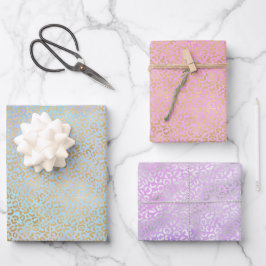 Gold Silber Leopard Print Watercolor Geschenkpapier Set