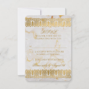 Gold Silber Marmor Gemarbert Hochzeit RSVP Antwort Einladung