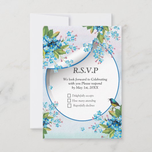 Gold, Silber - Messing Modern RSVP Karte (Vorderseite)