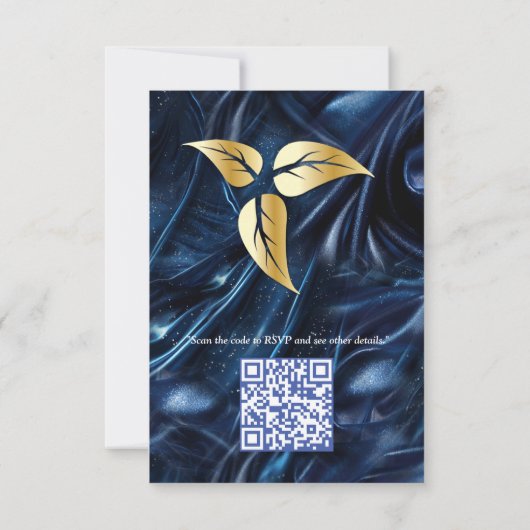 Gold, Silber - Messing Modern RSVP Karte (Rückseite)