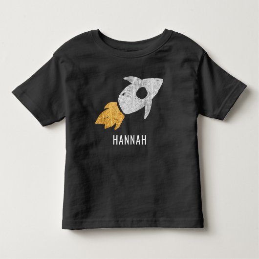 Gold Silber Rakete Weltraumkinder Personalisiert Kleinkind T-shirt (Vorderseite)