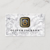 Gold Silber Real Anwesen Logo | Marmor Visitenkarte (Vorderseite)