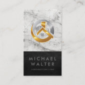 Gold Silber Real Anwesen Logo | Marmorleder Visitenkarte (Vorderseite)