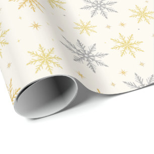 Gold Silber Schneeflocke Weihnachten Nahtloses Mus Geschenkpapier