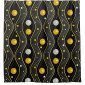 Gold Silber Schwarz Art Deco Muster Duschvorhang (Vorderseite)