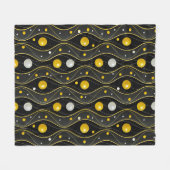 Gold Silber Schwarz Art Deco Muster Fleecedecke (Vorderseite (Horizontal))