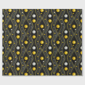 Gold Silber Schwarz Art Deco Muster Geschenkpapier (Flach)