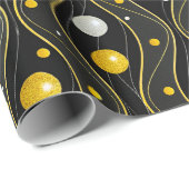 Gold Silber Schwarz Art Deco Muster Geschenkpapier (Rolleneckpunkt)