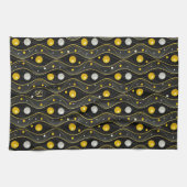 Gold Silber Schwarz Art Deco Muster Geschirrtuch (Horizontal)