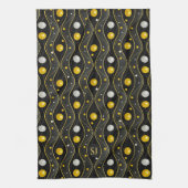 Gold Silber Schwarz Art Deco Muster Geschirrtuch (Vertikal)