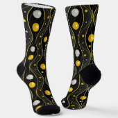 Gold Silber Schwarz Art Deco Muster Socken (Gewinkelt)