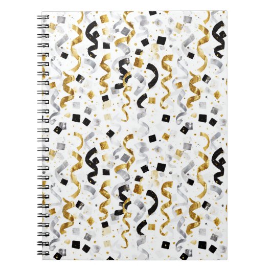 Gold Silber Schwarz Konfetti Notizblock (Vorderseite)