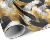 Gold Silber Schwarz Weihnachtsfeier Geschenkpapier (Rolleneckpunkt)
