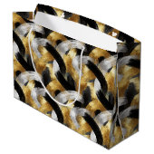 Gold Silber Schwarz Weihnachtsfeier Große Geschenktüte (Rückseite Schrägansicht)