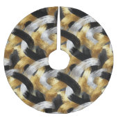 Gold Silber Schwarz Weihnachtsfeier Polyester Weihnachtsbaumdecke (Vorderseite)