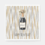 Gold Silber Silvester Champagnerflasche Serviette (Vorderseite)
