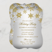 Gold & Silber Snowflake Weihnachtsfeier Einladung (Vorne/Hinten)