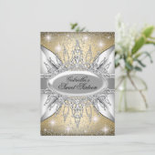 Gold & Silber Sparkle Diamond Sweet 16 Einladung (Stehend Vorderseite)