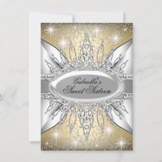 Gold & Silber Sparkle Diamond Sweet 16 Einladung