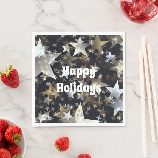 Gold & Silber Stars auf der Black Holiday Std. Nap Serviette (Beispiel)