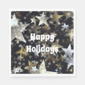 Gold & Silber Stars auf der Black Holiday Std. Nap Serviette (Vorderseite)