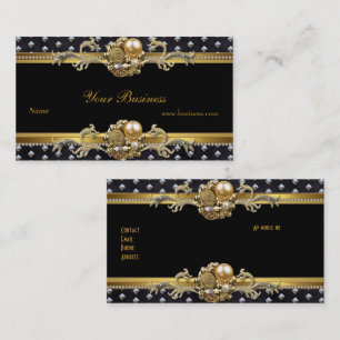 Gold Silber Strass Schwarz Elegant Klassischer Sch Visitenkarte