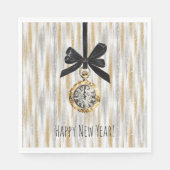 Gold Silber Streifen Silvester Mitternacht Serviette (Vorderseite)