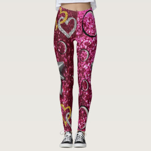 Gold Silber Strumpfhosen Leggings lang pink