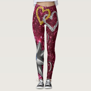 Gold Silber Strumpfhosen Leggings lang pink