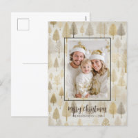 Gold Silber Tannen Foto Weihnachts-Postkarte