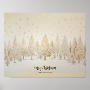 Gold Silber Tannen Weihnachtsposter Poster