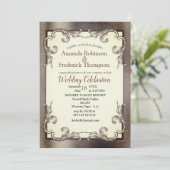 Gold, Silber und Brass Vintag Einladung (Stehend Vorderseite)