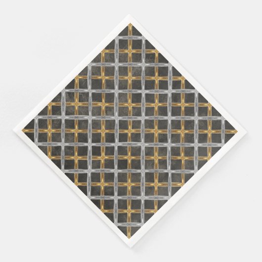 Gold, Silber und schwarz lackiertes Muster Serviette (Ecke)