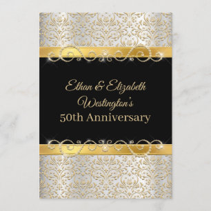 Gold Silber und Schwarze Diamant 50. Jubiläum Einladung